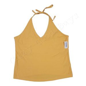 Old Navy Ribbed Halter Crop Top w/ Shelf Bra, Yellowish Orange, 3X / XXXL